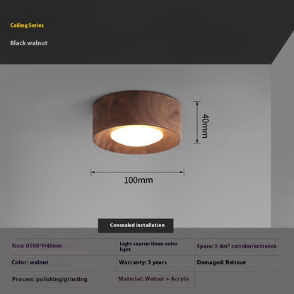 Chinese Style Light Luxury Walnut Retro Ceiling Spotlight