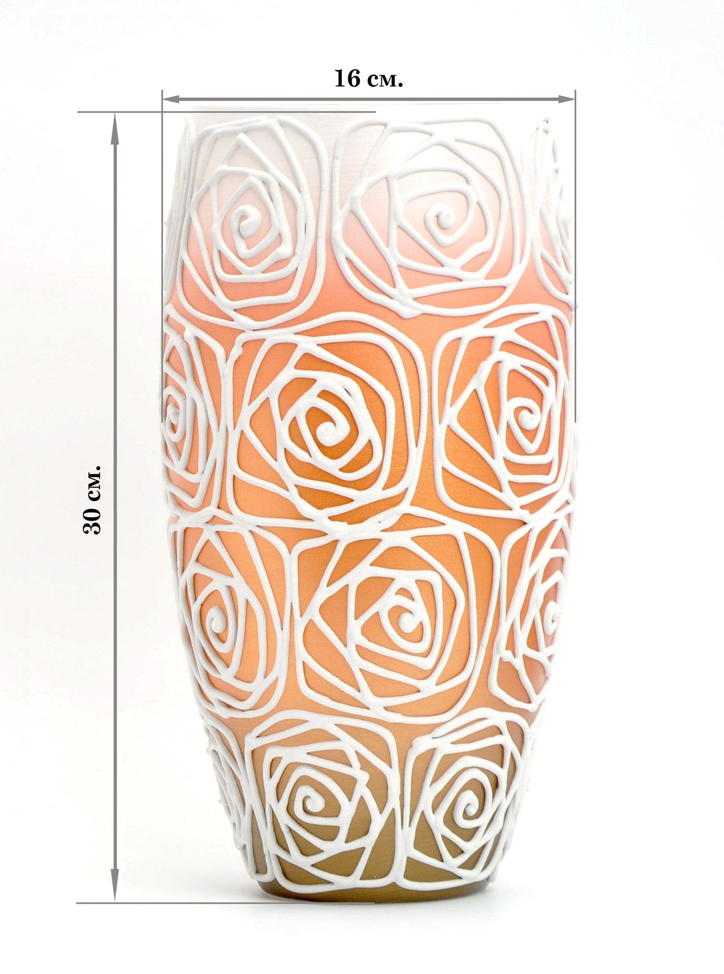 Handpainted Glass Vase for Flowers | Painted Art Glass Orange Oval