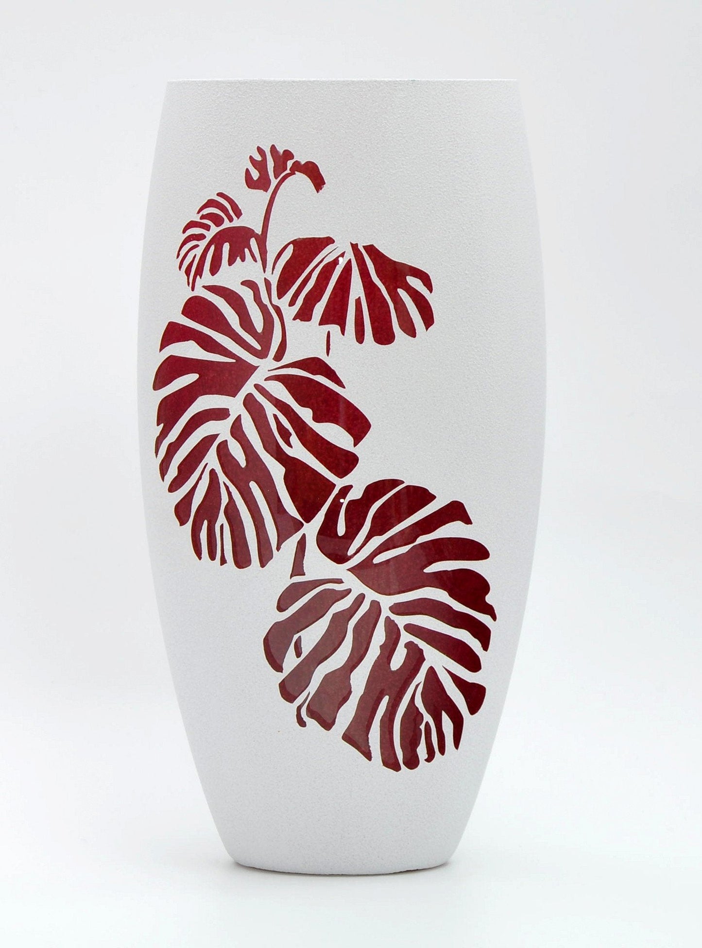 Burgundy Interior | Art decorated vase | Handmade Glass Oval Vase |