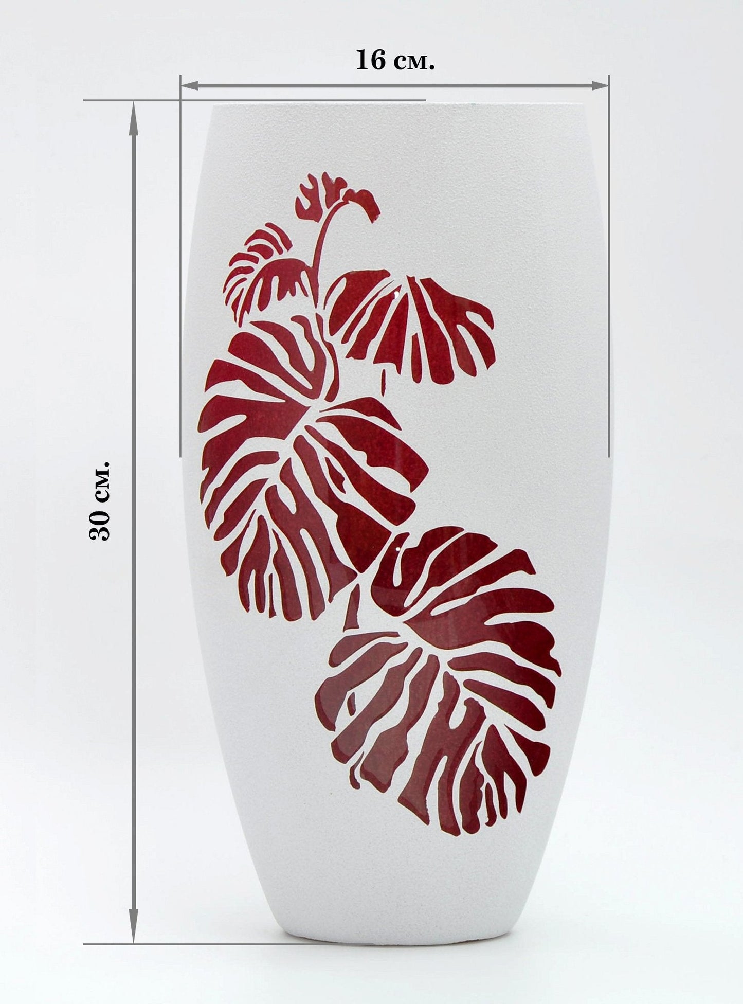 Burgundy Interior | Art decorated vase | Handmade Glass Oval Vase |