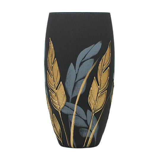 Handpainted Glass Vase for Flowers | Painted Art Glass Oval Vase |