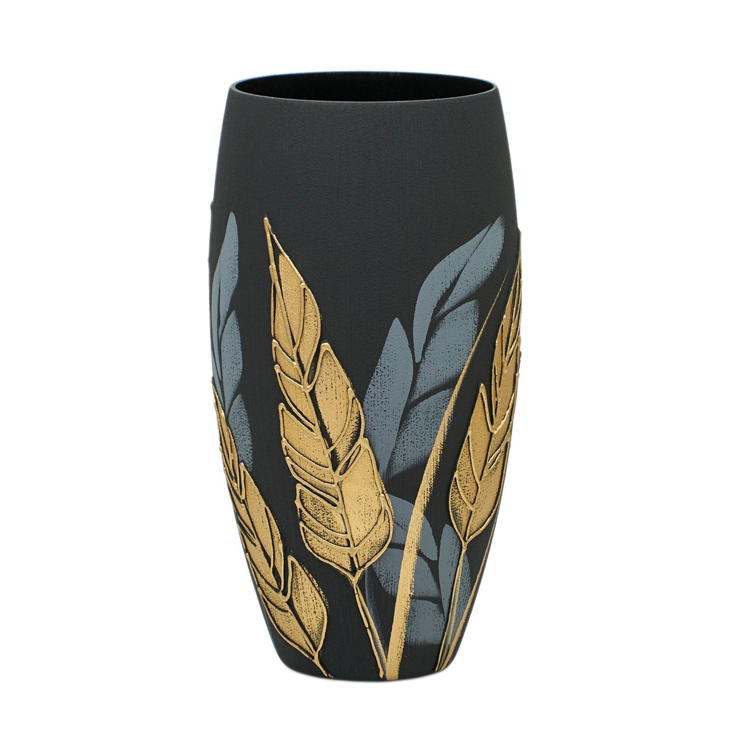 Handpainted Glass Vase for Flowers | Painted Art Glass Oval Vase |