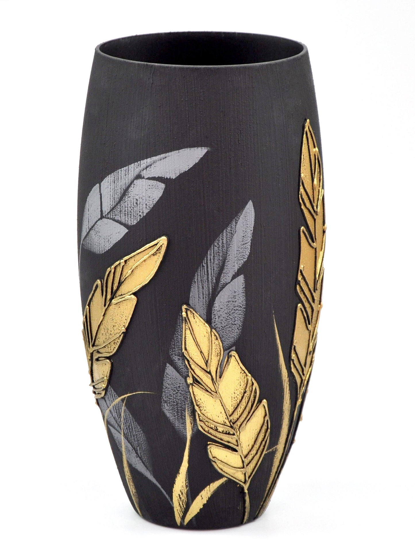 Handpainted Glass Vase for Flowers | Painted Art Glass Oval Vase |