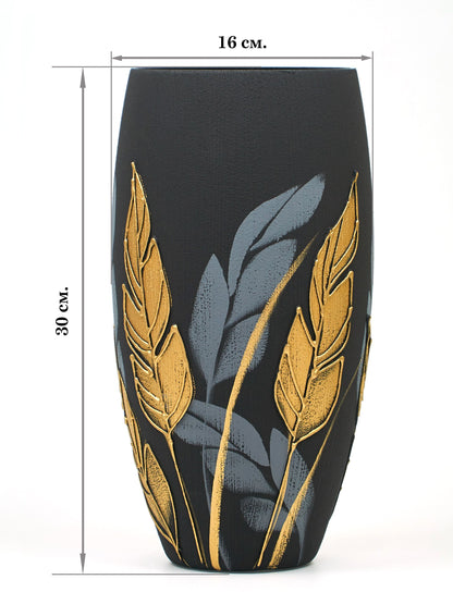 Handpainted Glass Vase for Flowers | Painted Art Glass Oval Vase |