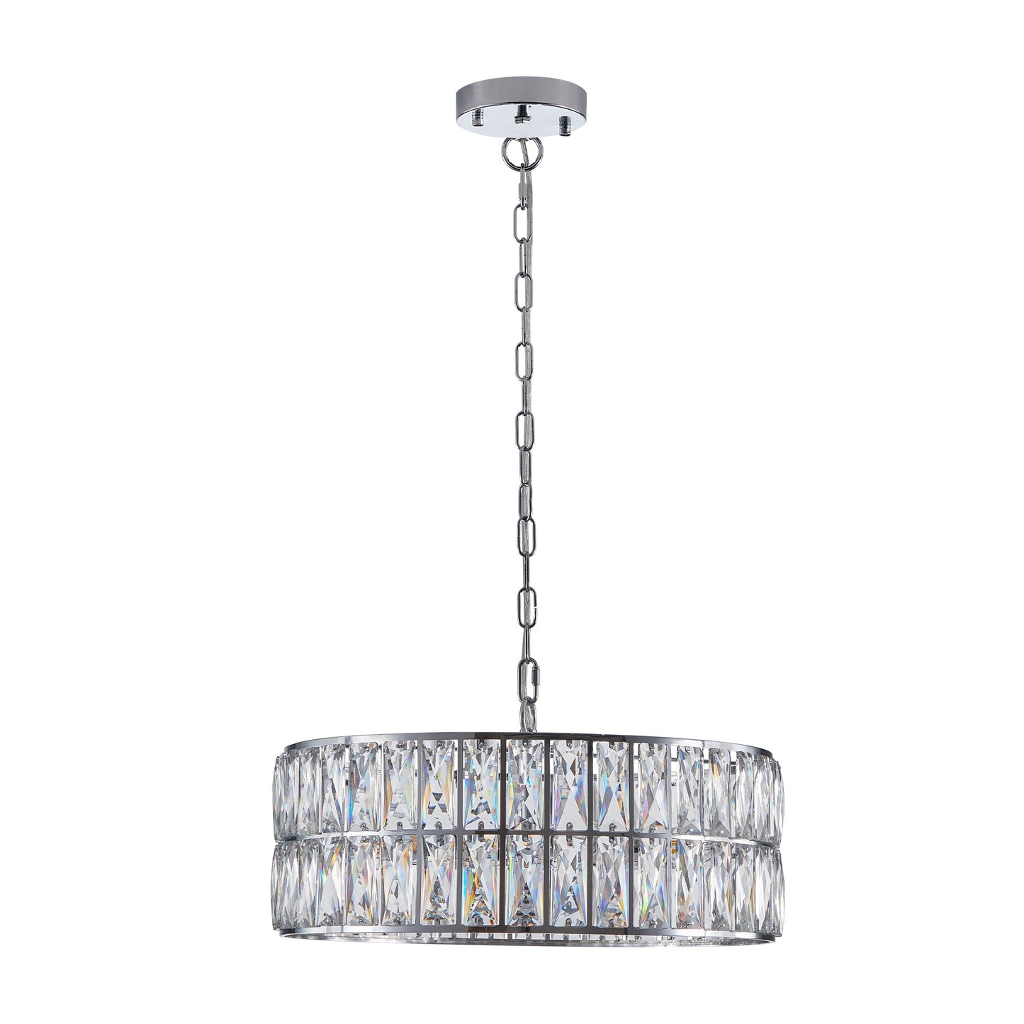 Modern Crystal Drum Chandelier, 6-Light Pendant Lighting Fixture with