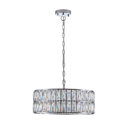 Modern Crystal Drum Chandelier, 6-Light Pendant Lighting Fixture with