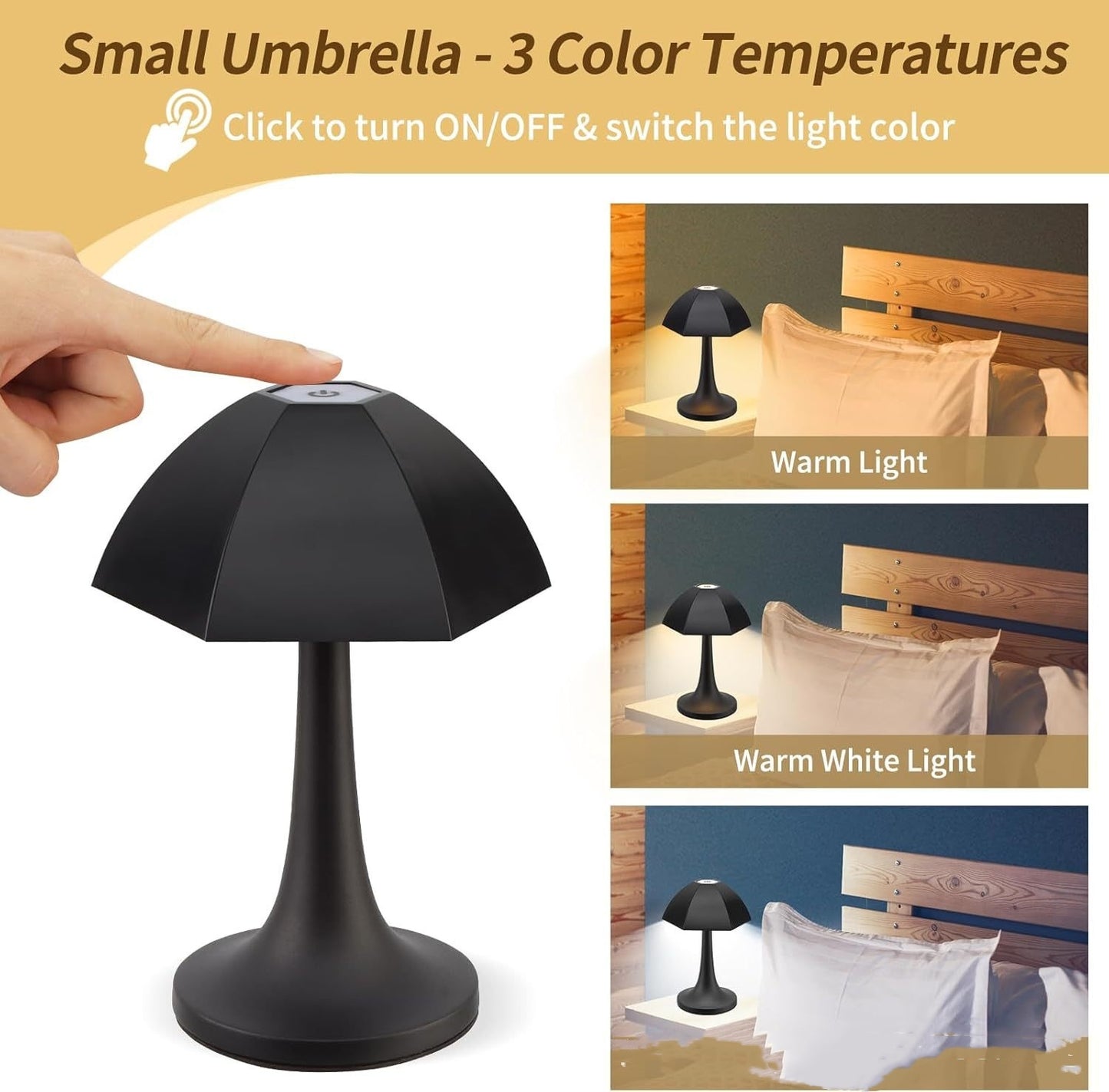 Small Umbrella Ambience Light Dimmable Charging Decorative Table Lamp