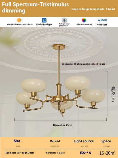 Living Room Chandelier Retro Cream Bedroom Dining Room Lamps