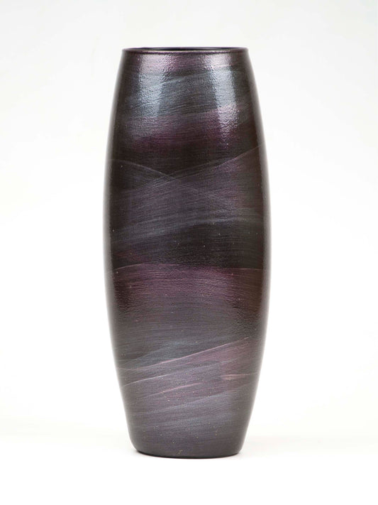 Handpainted Glass Vase for Flowers | Glossy Burgundy Painted Art |