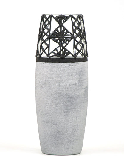 Handpainted Glass Vase for Flowers | Stone Imitation Oval Vase |