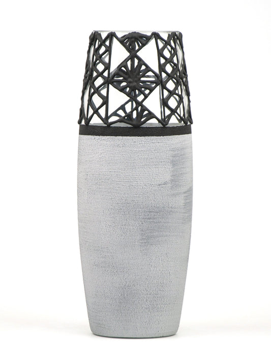 Handpainted Glass Vase for Flowers | Stone Imitation Oval Vase |