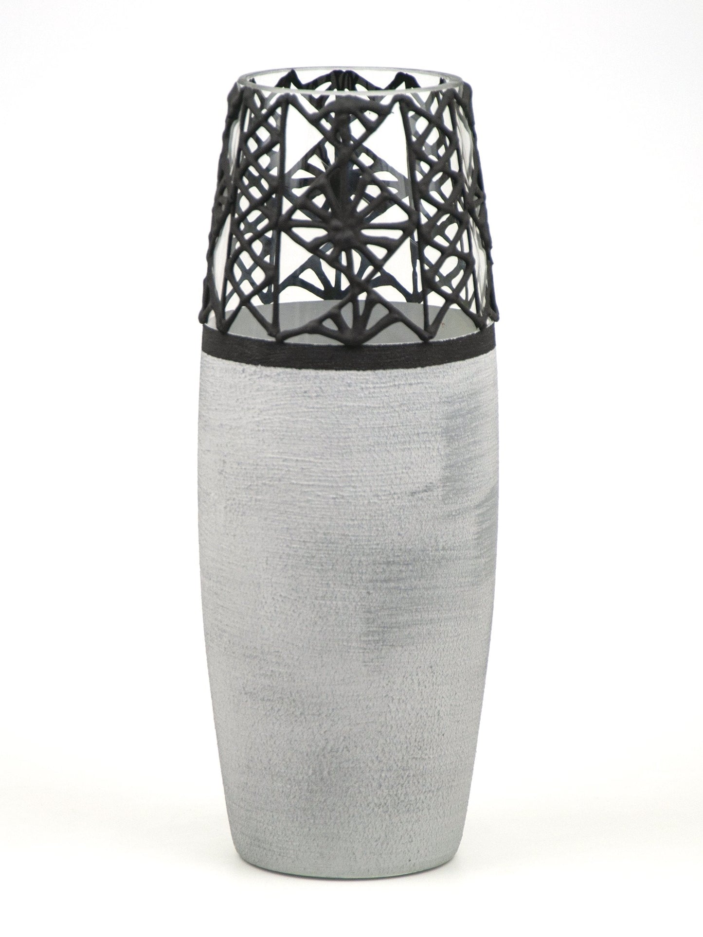 Handpainted Glass Vase for Flowers | Stone Imitation Oval Vase |