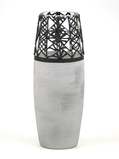 Handpainted Glass Vase for Flowers | Stone Imitation Oval Vase |