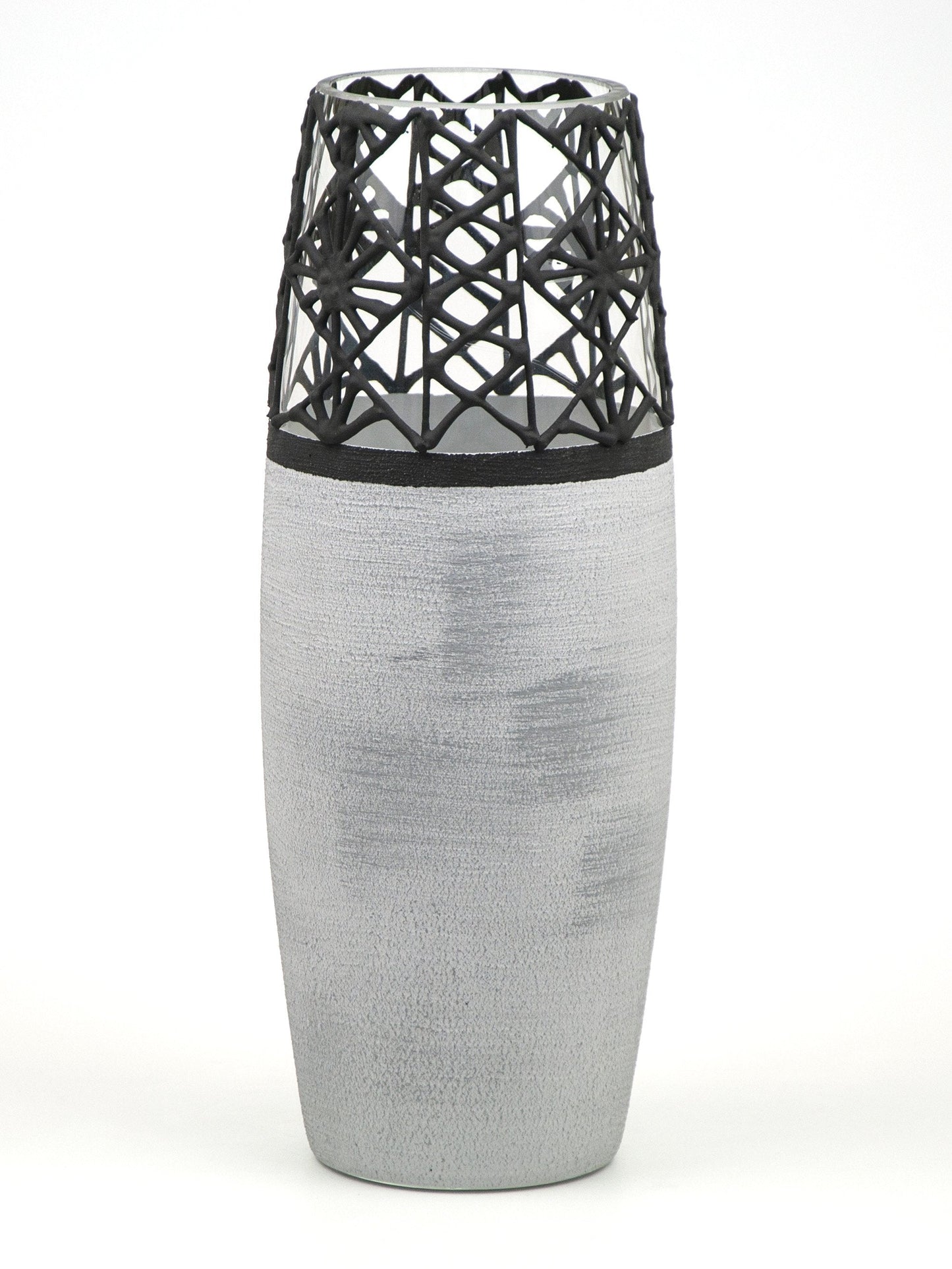 Handpainted Glass Vase for Flowers | Stone Imitation Oval Vase |