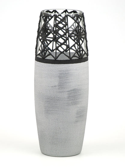 Handpainted Glass Vase for Flowers | Stone Imitation Oval Vase |