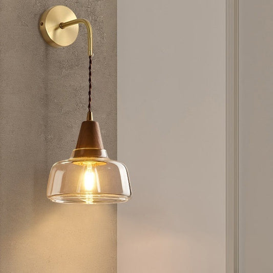 Japanese Style Glass Wall Lamp Modern Bedroom Bedside