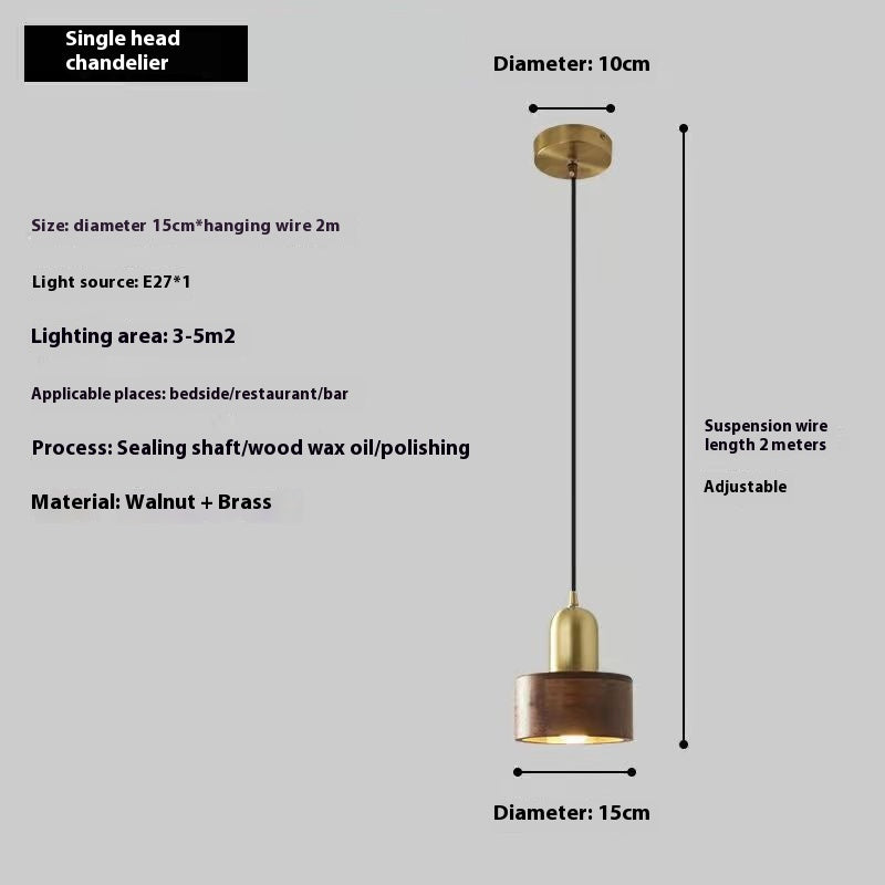 Vintage Brass Walnut Solid Wood Copper Lamps