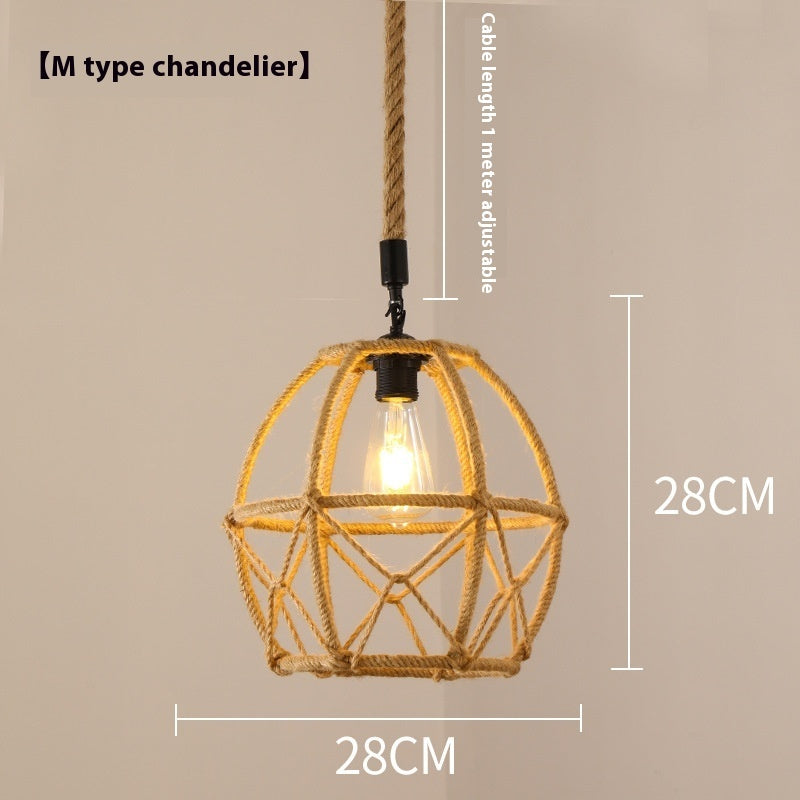 Hemp Rope Retro Restaurant Ideas Industrial Style Chandelier