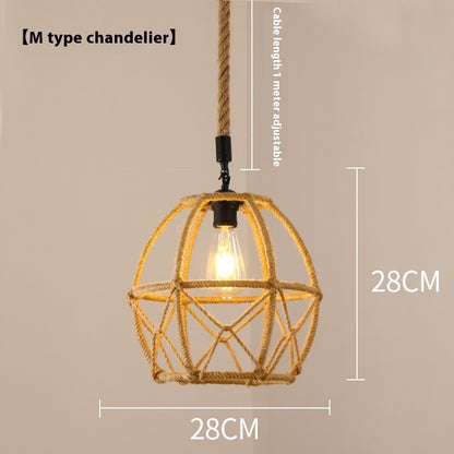 Hemp Rope Retro Restaurant Ideas Industrial Style Chandelier