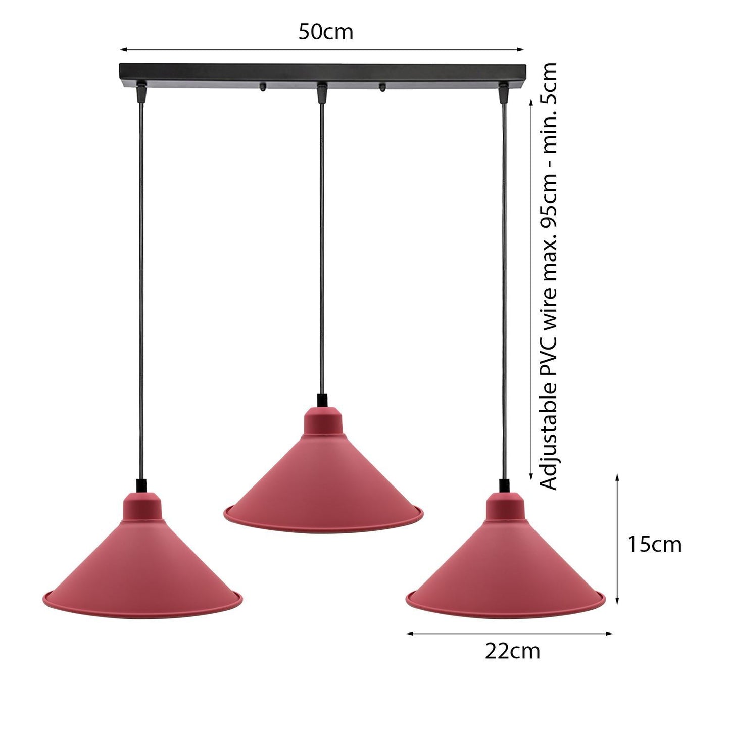 Modern Industrial Cone Shade Pendant Light E27 Adjustable Hanging Lamp