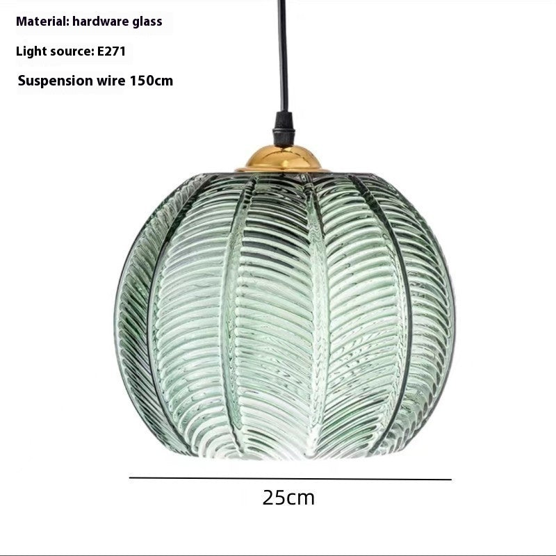 Creative Bedroom Light Leaf Pattern Glass Chandelier