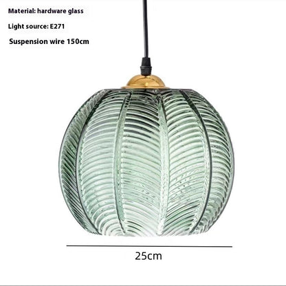 Creative Bedroom Light Leaf Pattern Glass Chandelier