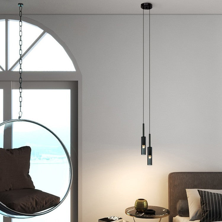 Italian Minimalist Bedroom Bedside Chandelier Light Luxury All Copper Crystal Glass