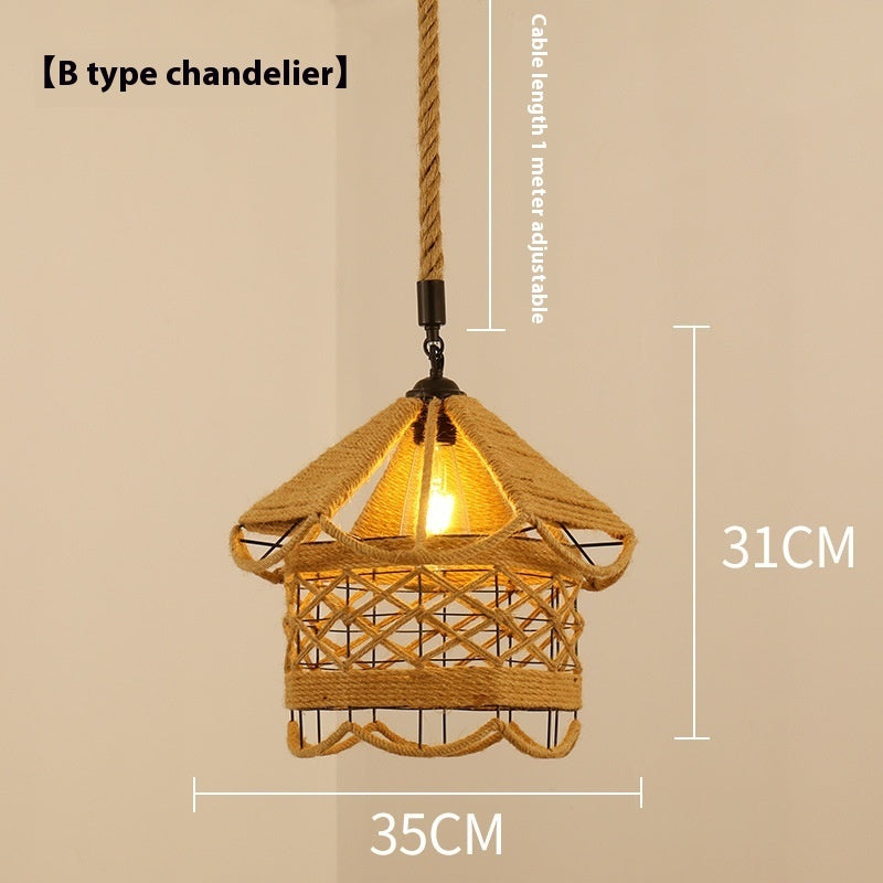 Hemp Rope Retro Restaurant Ideas Industrial Style Chandelier