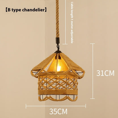 Hemp Rope Retro Restaurant Ideas Industrial Style Chandelier