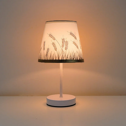 Solid Wood Fabric Iron Lamp Bedroom Bedside Lamp