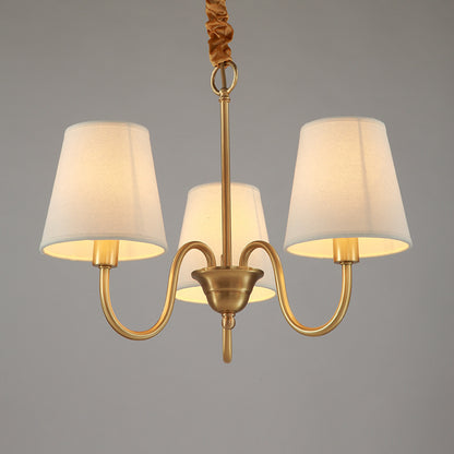 Full Copper American Style Fabric Living Room Pendant Light