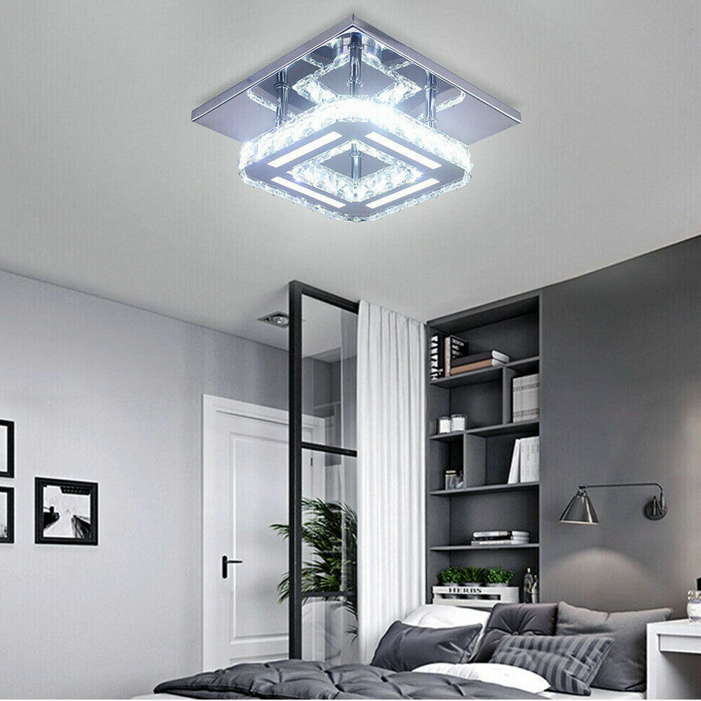 Crystal Ceiling Light LED Lamp Light Room Chandelier Living Pendant LED Square