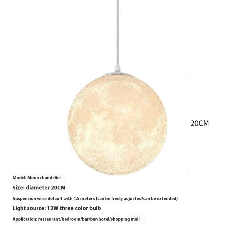 3D Moon Chandelier Simple Bedroom Bedside Ball Lamp
