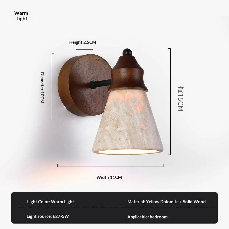 Yellow Stone Retro Wall Lamp - 15cm Bedroom Light