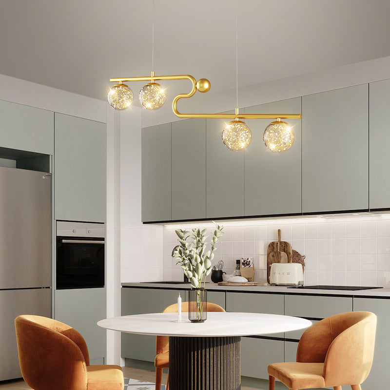 Simple Modern Creative Rectangle Dining Table Starry Chandelier