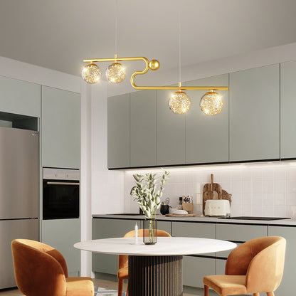 Simple Modern Creative Rectangle Dining Table Starry Chandelier