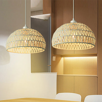 Hemp Rope Ceiling Lamp Rattan And Bamboo Weaving Chandelier Coffee Shop Creative Weaving Chandelier Simple Style Restaurant Bar Chandelier