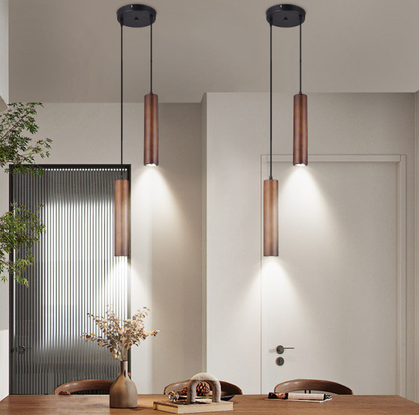 Long Chandelier Modern Minimalist Solid Wood