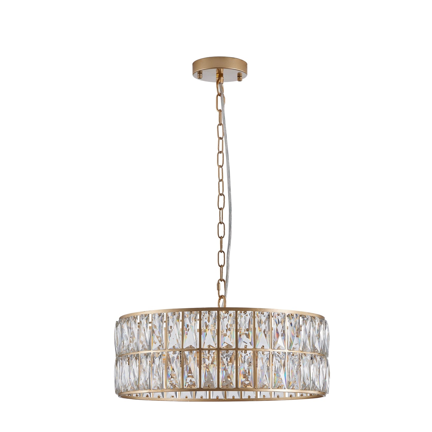 Modern Crystal Drum Chandelier, 6-Light Pendant Lighting Fixture with