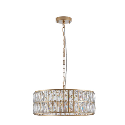 Modern Crystal Drum Chandelier, 6-Light Pendant Lighting Fixture with