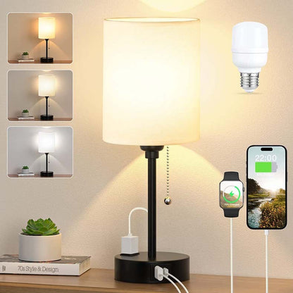 Taye C USB Mobile Phone Charging Fabric Table Lamp Study Bedroom Light American Standard Zipper Switch