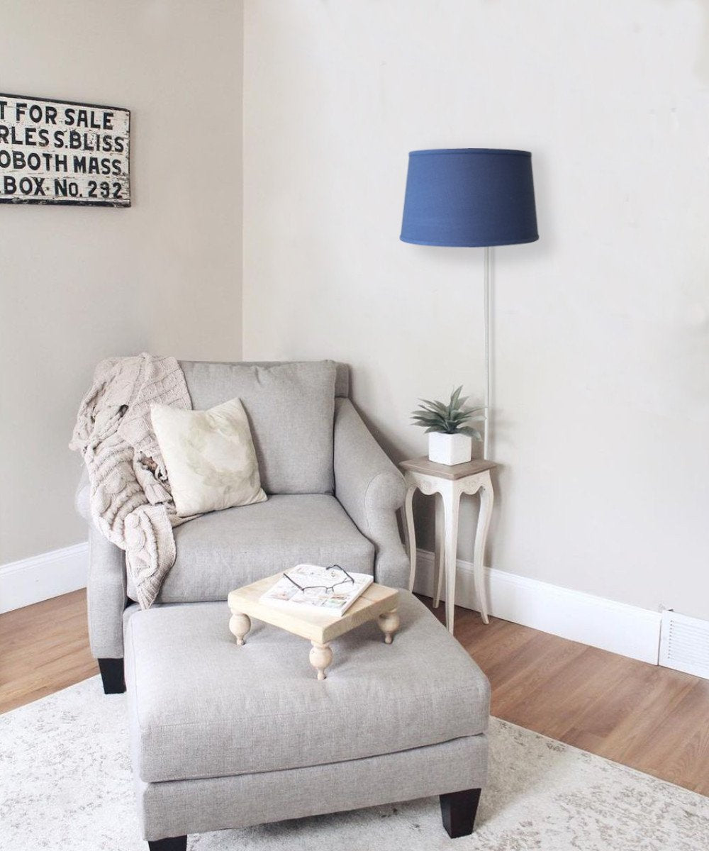 16"W Floating Shade Plug-In Wall Light Shallow Drum Hard Back Textured