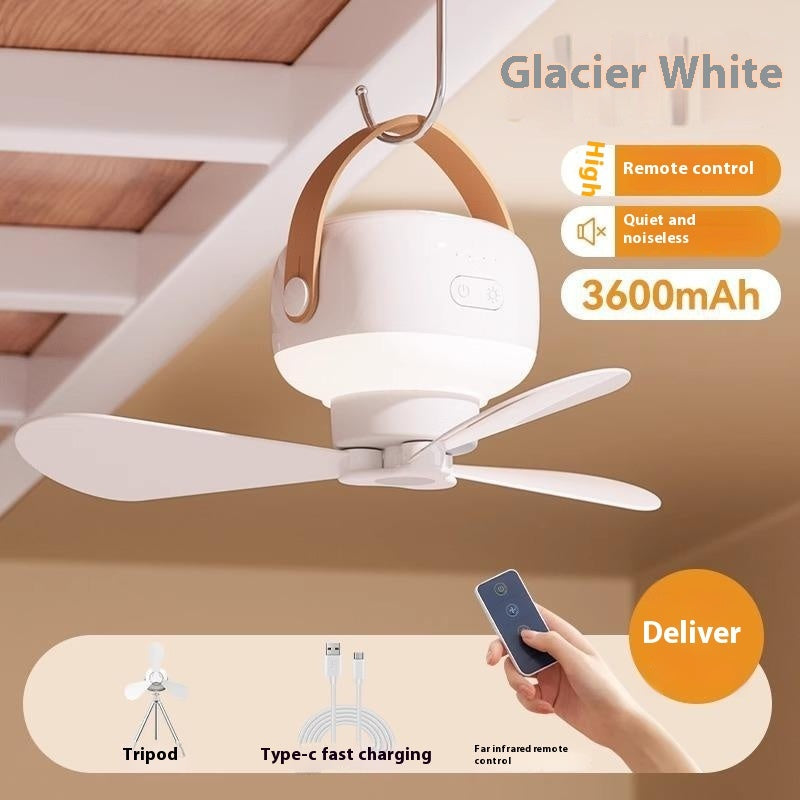Small Electric Fan Camping Outdoor Tent Ultra-quiet Night Light