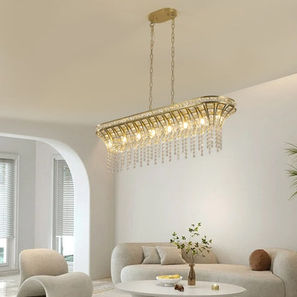 Modern Champagne Gold Kitchen Island Lamp - Oval Crystal Ceiling Chandelier Unavailable Platform- Temu