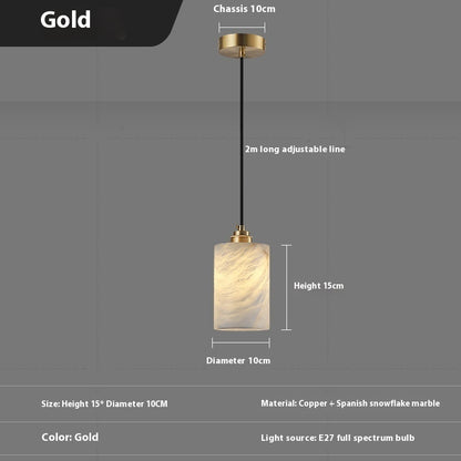 Simple And Natural Marble Copper Long Wire Chandelier