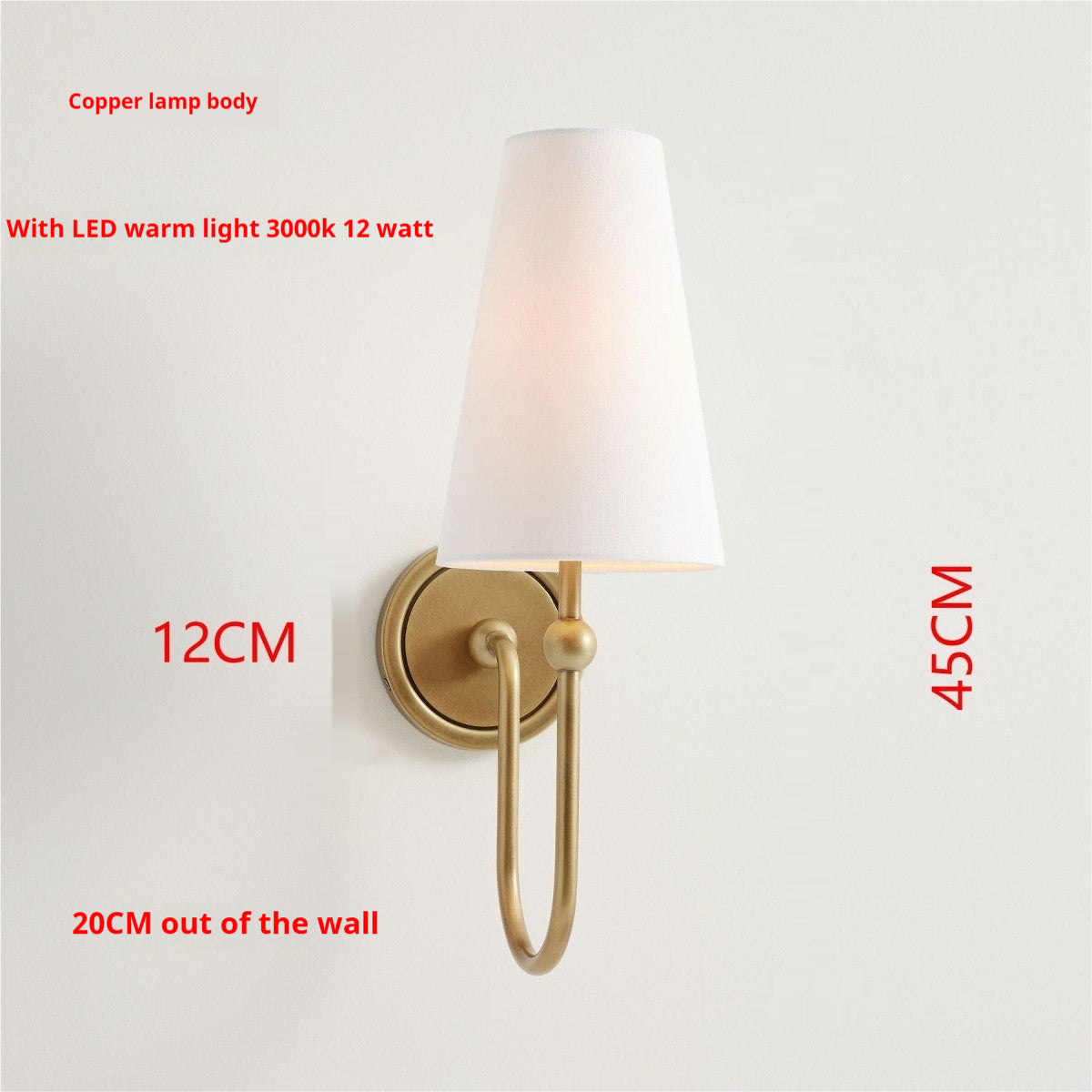 French Medieval Copper Alloy Fabric Bedside Wall Lamp