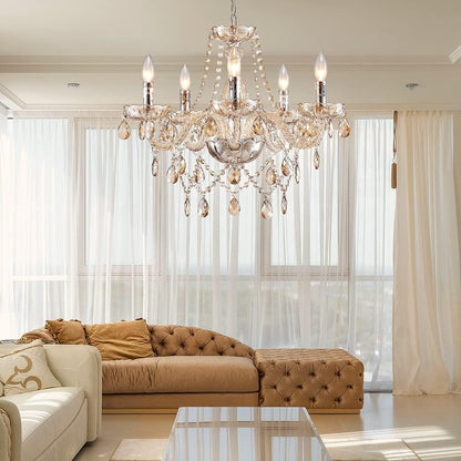 Champagne Crystal Chandelier 5 Light Modern Bedroom
