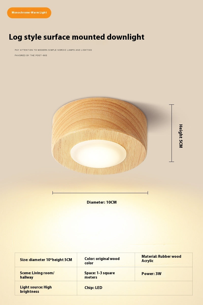 Simple Modern Surface Mounted Solid Wood Downlight