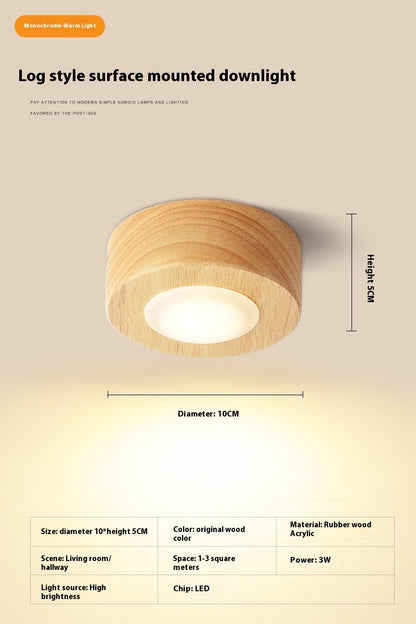 Simple Modern Surface Mounted Solid Wood Downlight