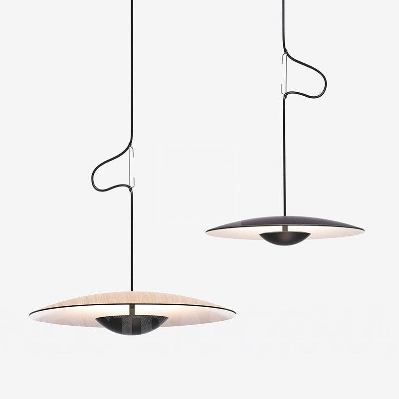 Nordic UFO Pendant Light - Wood/Black Design